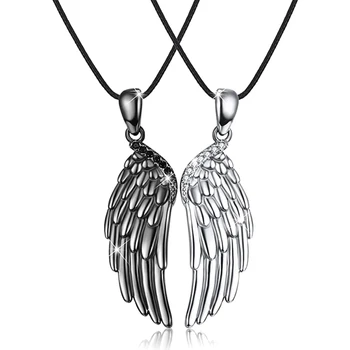 Модные 2 предмета, крылья Ангела, пара, ожерелье, Ювелирное украшение, Подвеска из перьев, цепочка для ключиц, подарки для женщин и мужчин