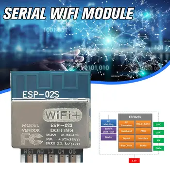 Модуль Wi-Fi Esp-02s Tywe2s Серийный Пакет Golden Finger Беспроводной С Передачей Esp8285 Esp8266 Совместимый Прозрачный Z7a4
