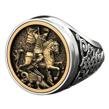 Мужские кольца ручной работы, портрет Монарха Георгия, кольцо римского солдата, подарок для мужчин