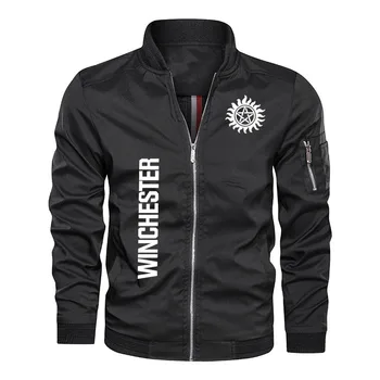 Новая мужская модная мужская куртка с логотипом Winchester, весенне-осенняя мужская куртка, высококачественная уличная мужская куртка-бомбер в стиле хип-хоп