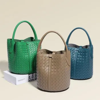 Новая трендовая сумка ручной работы All match pure color son female bucket bag женская повседневная сумка через плечо через плечо