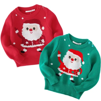 Новые Зимние Рождественские Детские свитера, Одежда для мальчиков и девочек, Санта-Клаус, Осенние Вязаные пуловеры с длинными рукавами, Топы, Детская хлопчатобумажная одежда