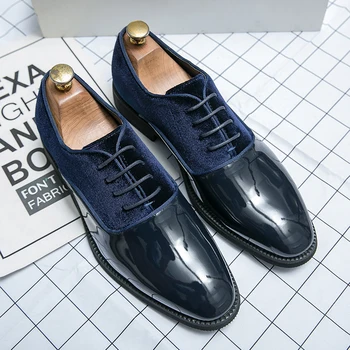 Новые кожаные мужские туфли-дерби, модельные, черные, синие, на шнуровке, Деловые официальные туфли ручной работы, мужская свадебная вечеринка, Роскошная комфортная обувь
