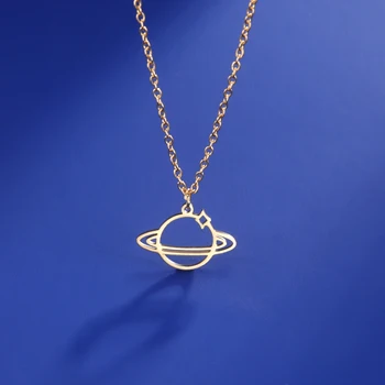 Ожерелье из нержавеющей стали, подвеска с искусственной Планетой, милая прохладная цепочка на ключицу, минималистичный подарок в стиле хип-хоп для женщин и мужчин