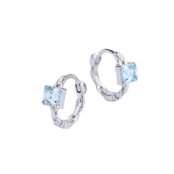 Оригинальные сертифицированные серьги-сердечки из стерлингового серебра 925 пробы с синим цирконием для женщин, Универсальные квадратные серьги для девочек, свадебные украшения