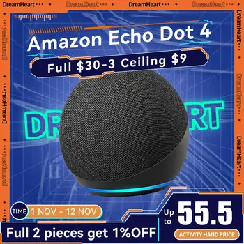 Оригинальный Новый динамик Echo Dot 4 (4-го поколения, выпуск 2020 года) | Переносной смарт-динамик с помощником Alexa