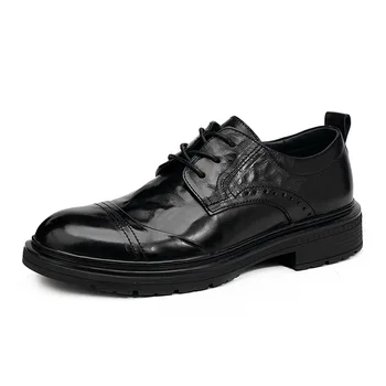 Осенне-зимняя деловая мужская обувь на шнуровке Из воловьей кожи Мужские модельные туфли высокого качества из натуральной кожи Мужские весенние дизайнерские туфли