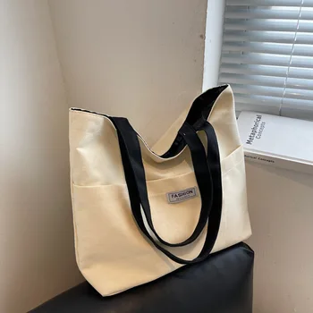 Простая переносная парусная сумка на одно плечо, холщовая сумка большой емкости, женская экологическая холщовая сумка для покупок, индивидуальный логотип