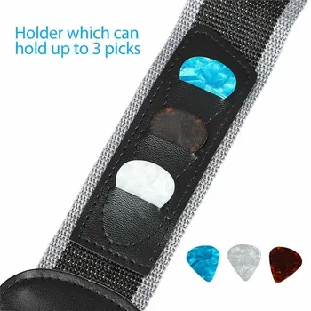 Регулируемый гитарный ремень С карманом для медиаторов для акустических электрических басов Плетеные нейлоновые ремни с 3 медиаторами 87-140 см Аксессуары
