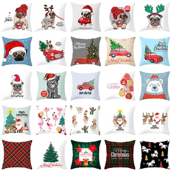 Рождественский декор, наволочка, Мопс, Белый медведь, грузовик, чехлы для домашнего дивана, кресла, Набор декоративных наволочек