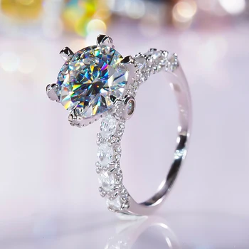 Роскошное кольцо из муассанита с сертификатом S925 стерлингового серебра, кольцо с платиновым покрытием для женщин, изысканные ювелирные изделия 2023 года, новинка Super Flash