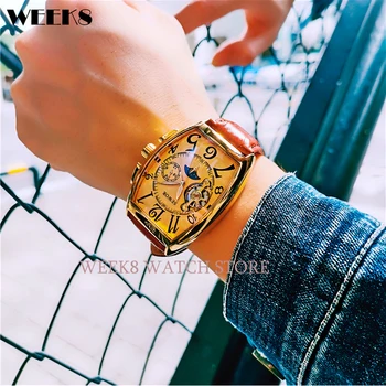 Роскошные автоматические механические часы для мужчин наручные часы винтажные наручные часы с турбийоном в тонном корпусе Мужские наручные часы со светящимися стрелками