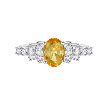 Роскошные Женские кольца с желтым цирконом в форме яйца 6*8 мм, Юбилейные ювелирные изделия Унисекс, Обручальные кольца Оптом