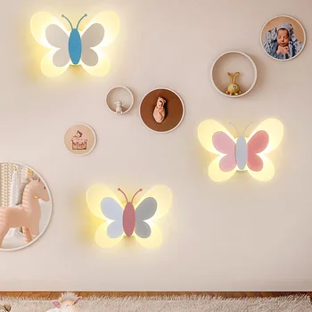 Светильник-бабочка для детской комнаты, прикроватный настенный светильник, Креативная личность в скандинавском стиле, простой современный настенный светильник для спальни