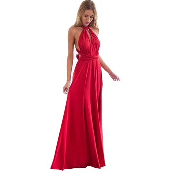 Сексуальное женское платье с многослойной оберткой, красное платье в стиле бохо Макси, клубное бандажное длинное платье для подружек невесты, Бесконечный халат Longue Femme