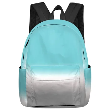 Сине-серые градиентные женские Мужские рюкзаки, водонепроницаемый школьный рюкзак с несколькими карманами для студентов, мальчиков и девочек, Ноутбук, книжный набор Mochilas