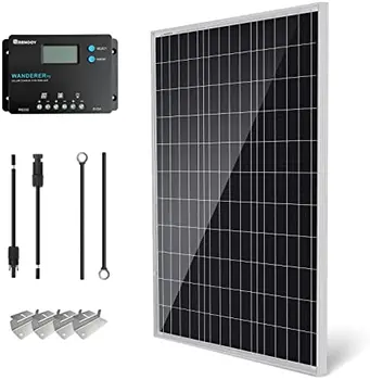 Стартовый набор для монокристаллической солнечной батареи Renogy мощностью 100 Вт 12 В с контроллером зарядного устройства Wanderer 10A