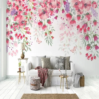 Фотообои в скандинавском стиле, ручная роспись Розовой вишней, Свадебный дом, гостиная, Романтический домашний декор, обои для стен 3D